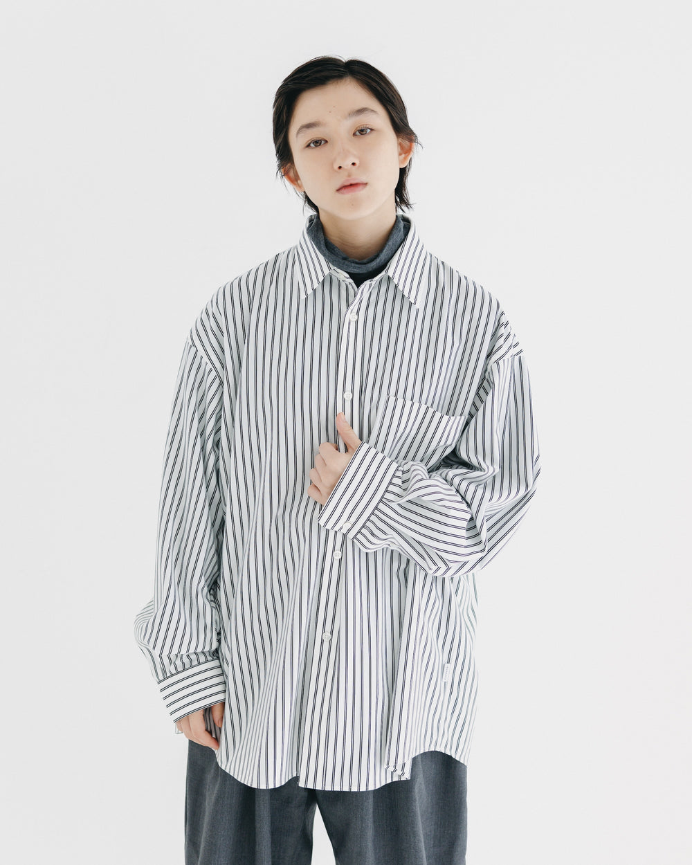 CLESSTE / 46G Knit Everyday L/S Shirt (White Stripe)