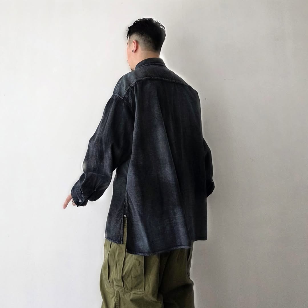 ANCELLM / Brushstroke Aging Shirt (Black)