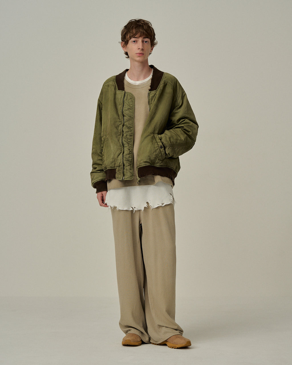 ANCELLM / Faded Bomber Jacket (Khaki)