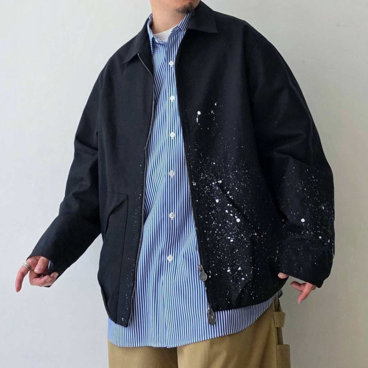 SHINYAKOZUKA / His Work Blouse With Powderfall (Black)