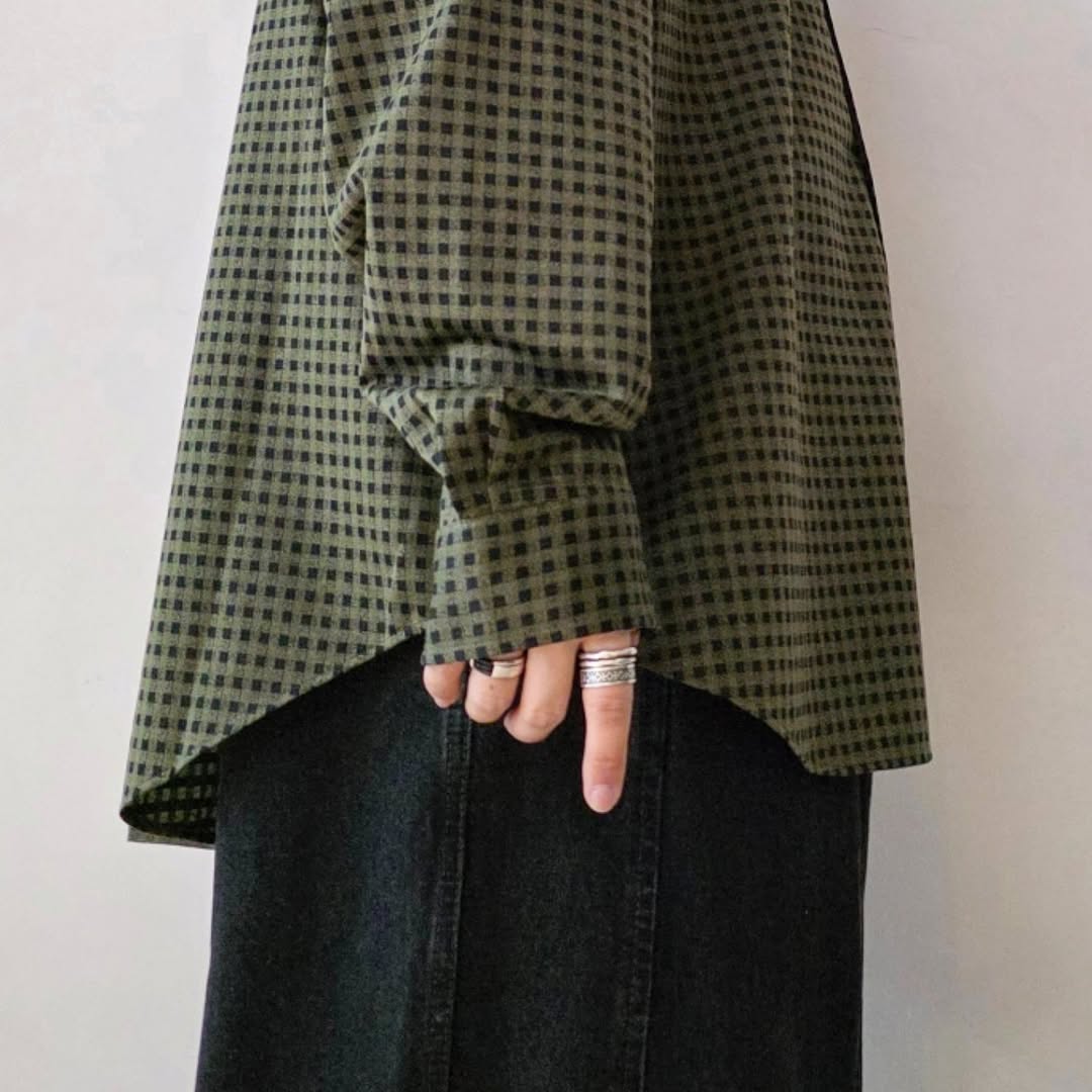 KANEMASA PHIL / 36G Atmosphere Check Shirt (Sterling Green)