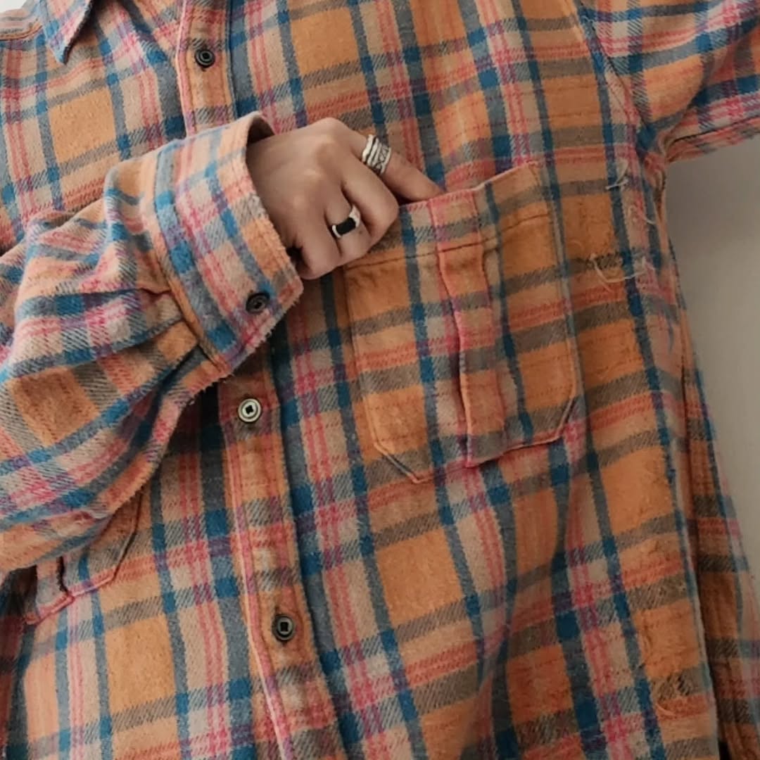 ANCELLM / Nel Check Over Work Shirt (Camel)