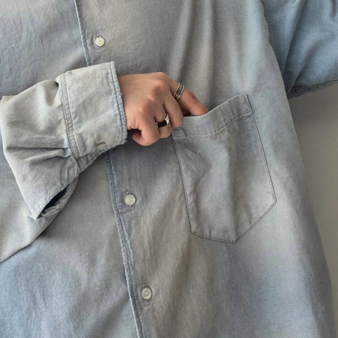 ANCELLM / Brushstroke Aging Shirt (Indigo)