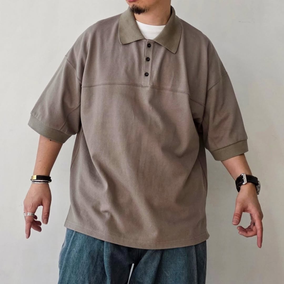 ANCELLM / Football S/S Polo (Greige)