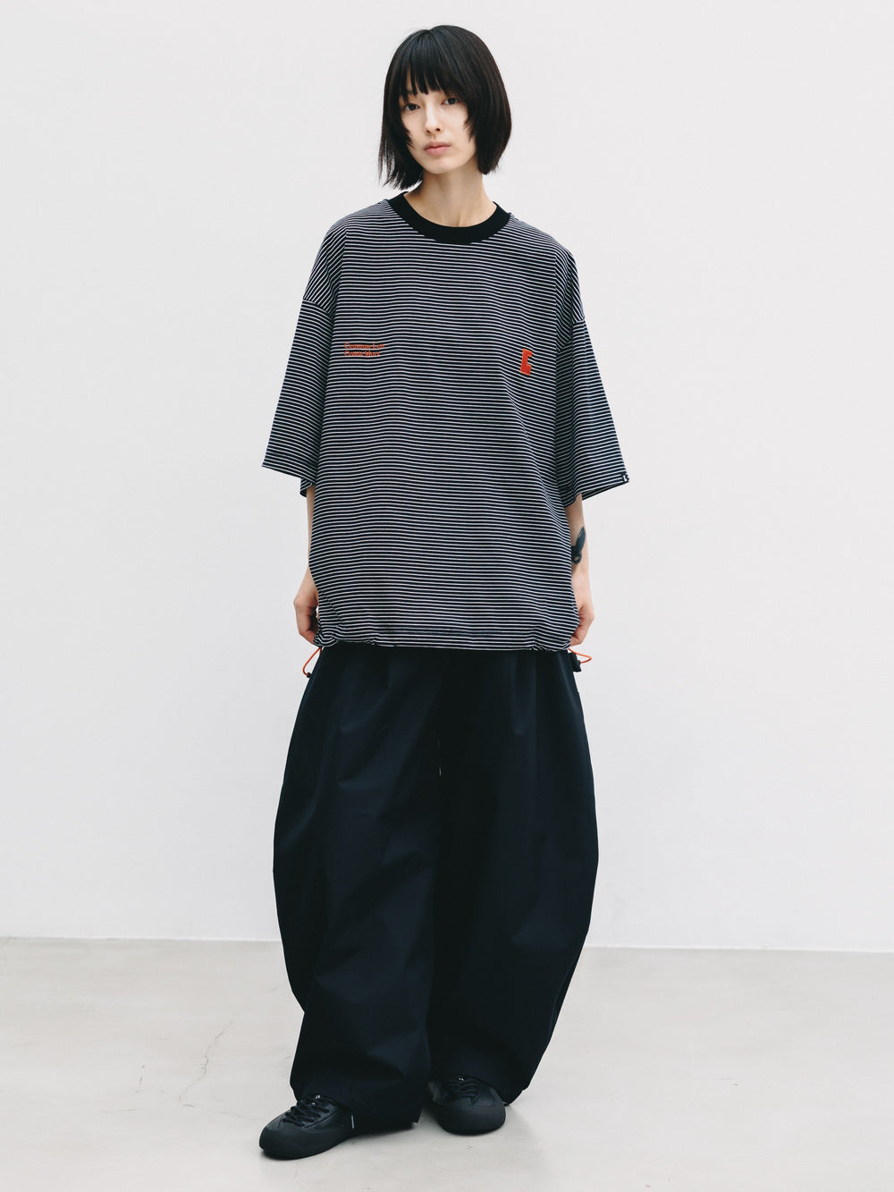 CLESSTE / 'C x Concept' Striped S/S T-Shirt With Drawstrings (Black x White)