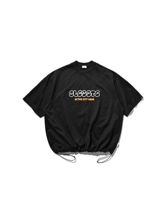 CLESSTE / Bubble Logo Print Massive T-Shirt With Drawstrings (Black)