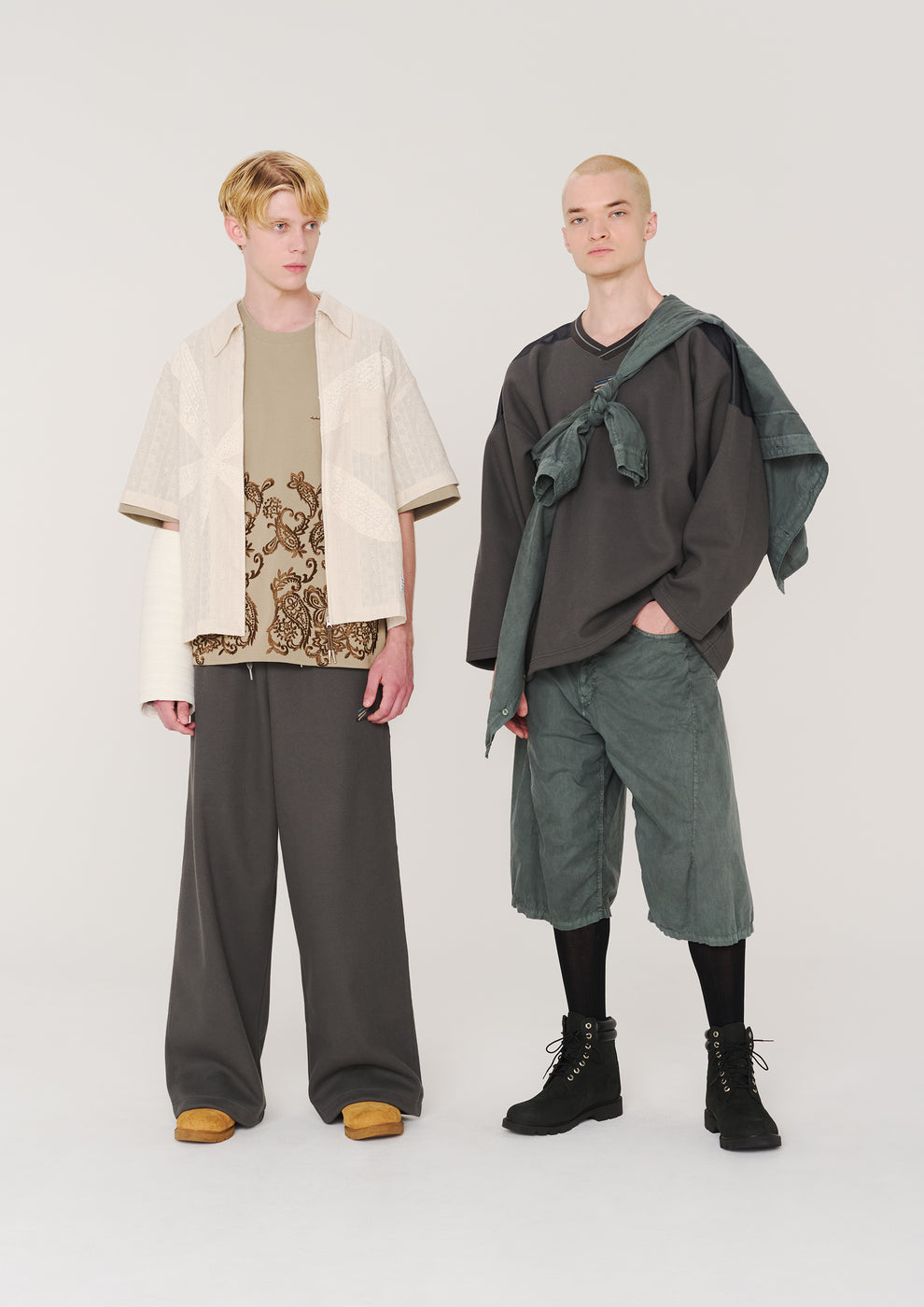ELEPHANT TRIBAL FABRICS / Odd Flower Zip Shirt (Off White)