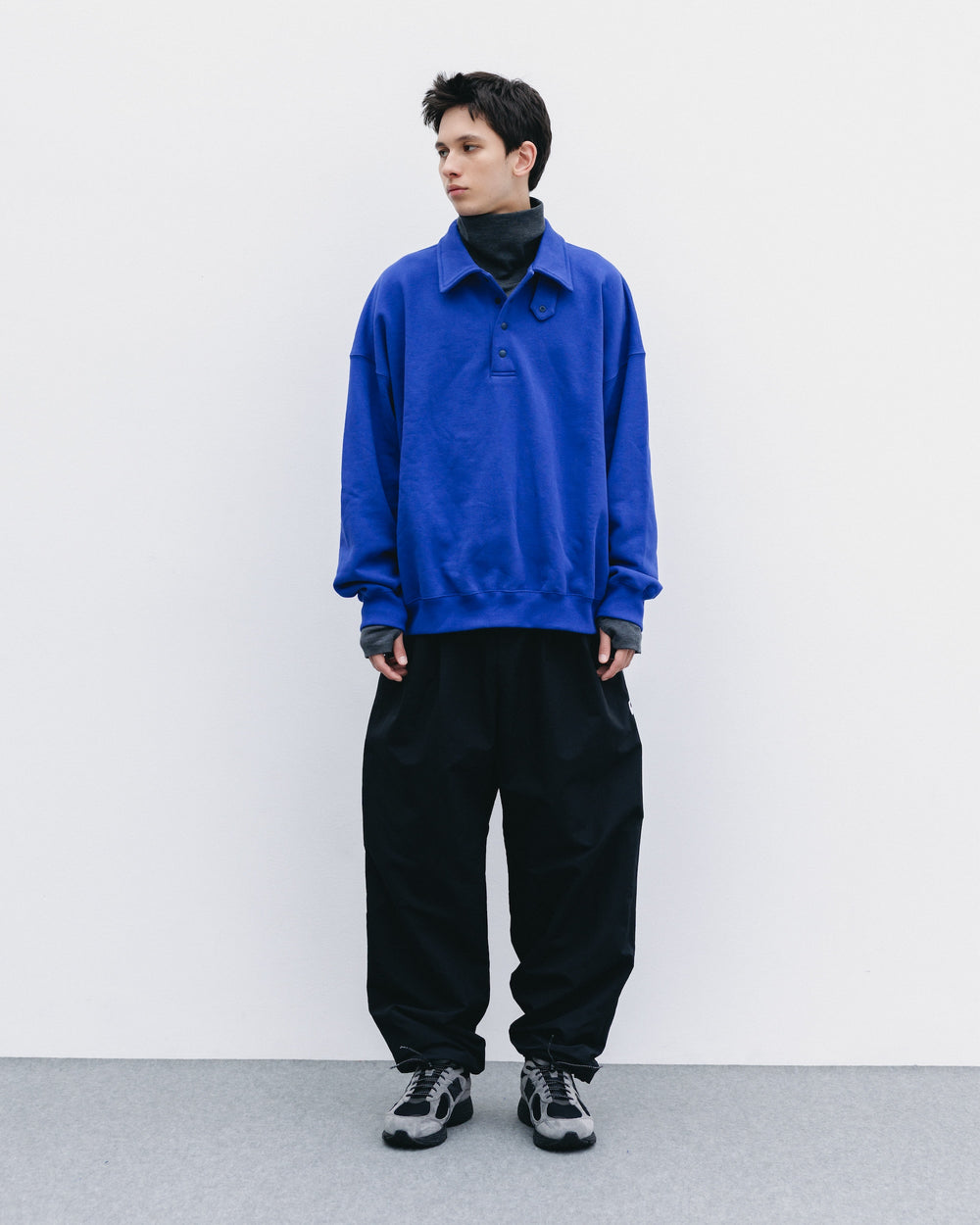 CLESSTE / Half Snap Sweat Shirt (Blue)