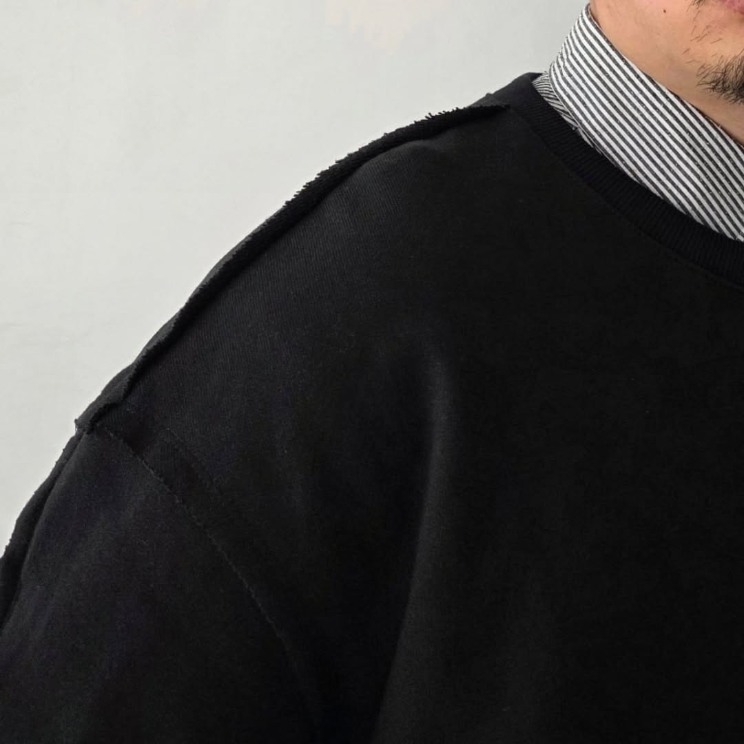 DISCOVERED / Playcard Crochet Sleeve Sweat (Black)