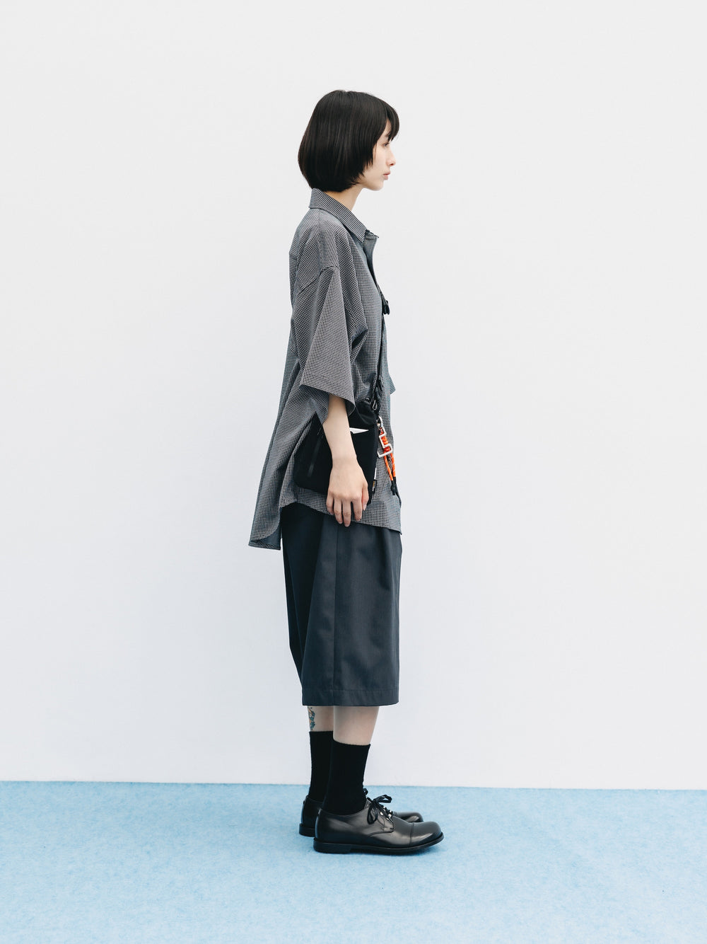 CLESSTE / Mini Grid Check 36G Knit Everyday S/S Shirt (Black x White)