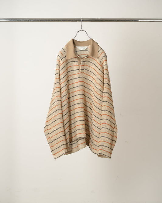 ANCELLM / Cut Border Skipper Shirt (Beige)