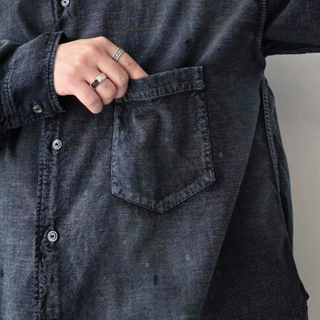 ANCELLM / Brushstroke Aging Shirt (Black)