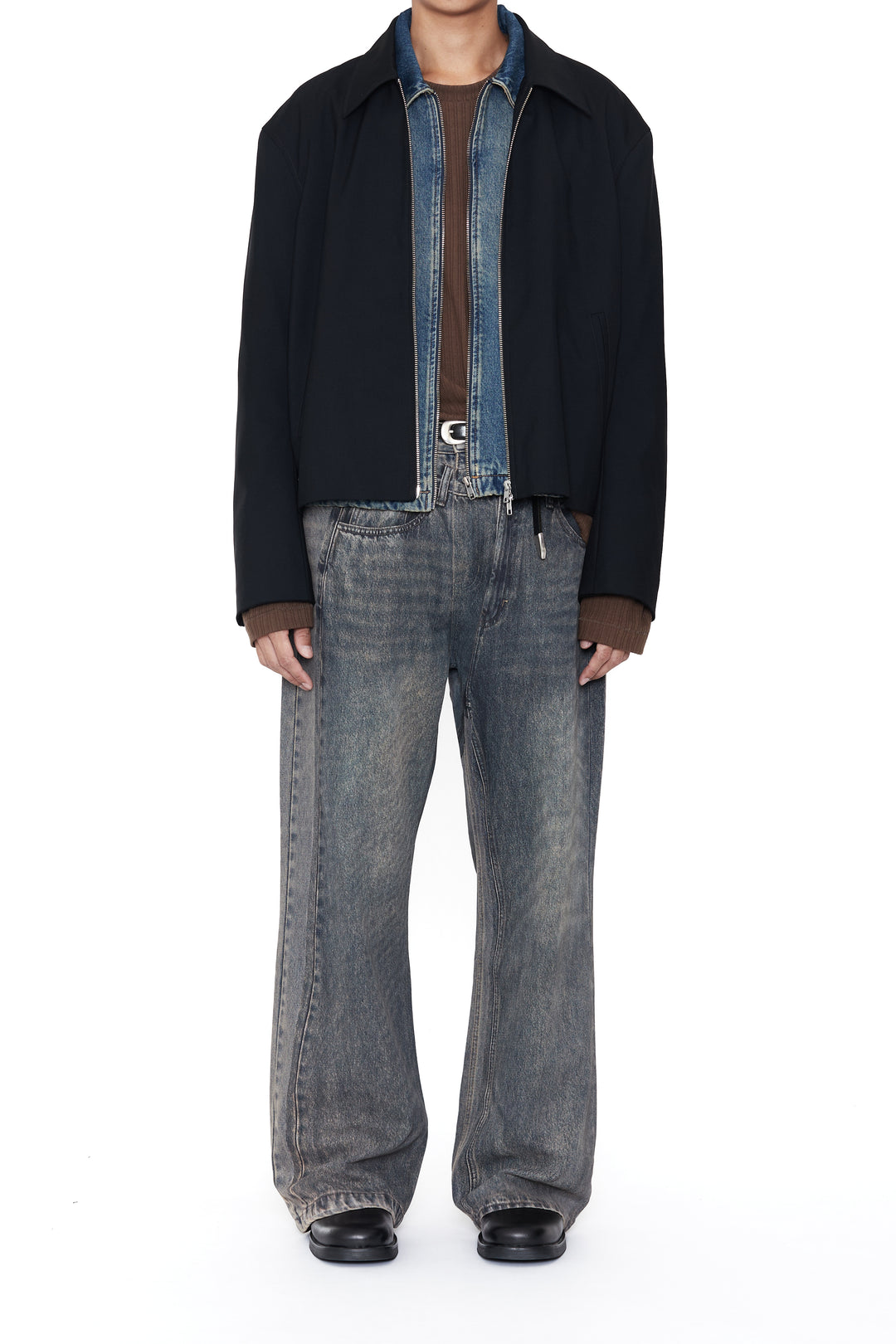 CODA / Grey Acid Wash Dual Exposure Break Cut Flared Jeans