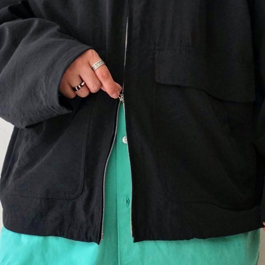 BLANC YM / Salt Shrink Cupro Work Jkt (Black)