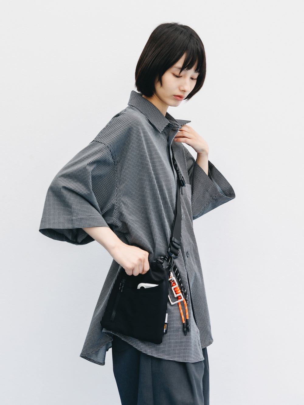 CLESSTE / Mini Grid Check 36G Knit Everyday S/S Shirt (Black x White)