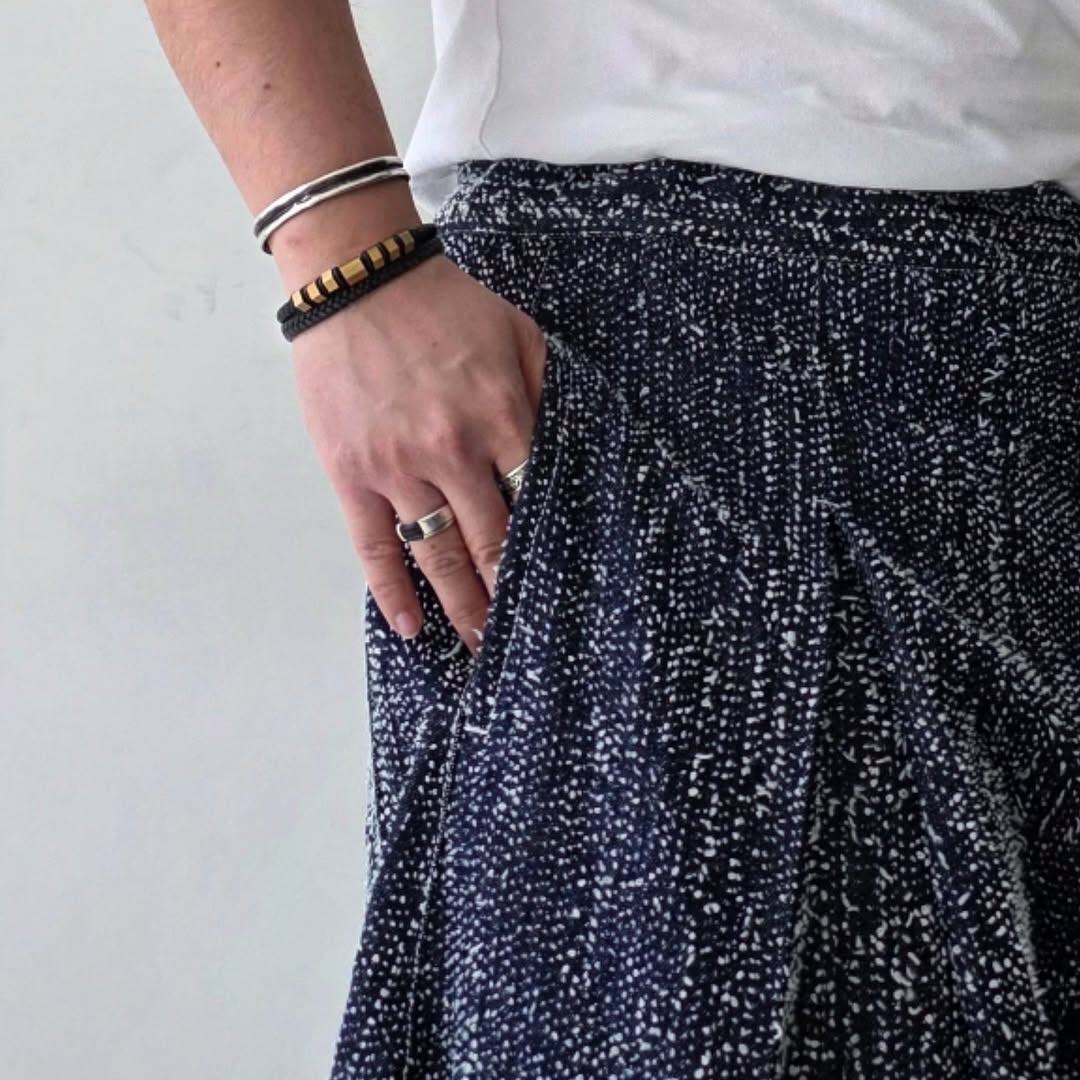 SAGE NATION / Box Pleat Trouser Denim - Indigo Snow Nep