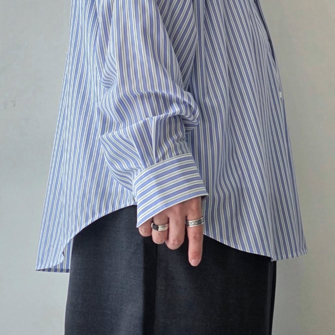 KANEMASA PHIL / 46G Atmosphere Stripe Shirt (Sax Black)