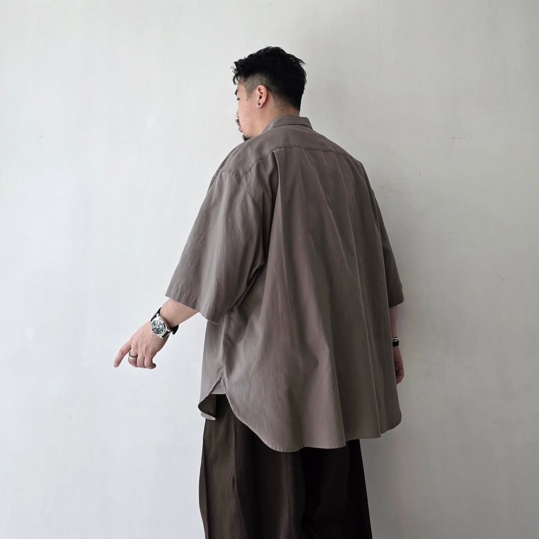 BLANC YM / Soft Oxford Half Shirts (Beige)