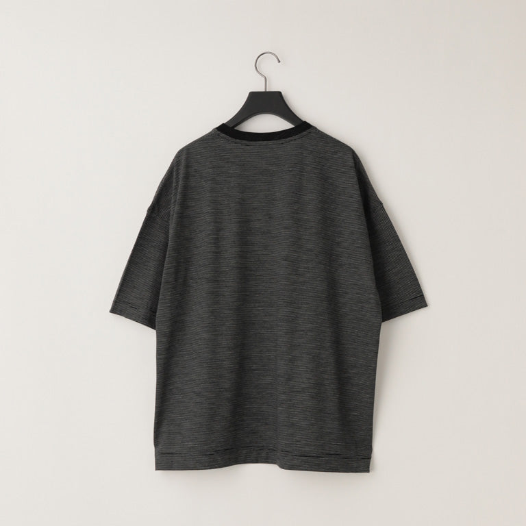 KANEMASA PHIL / 32G Wool Stripe SS Tee (Black)