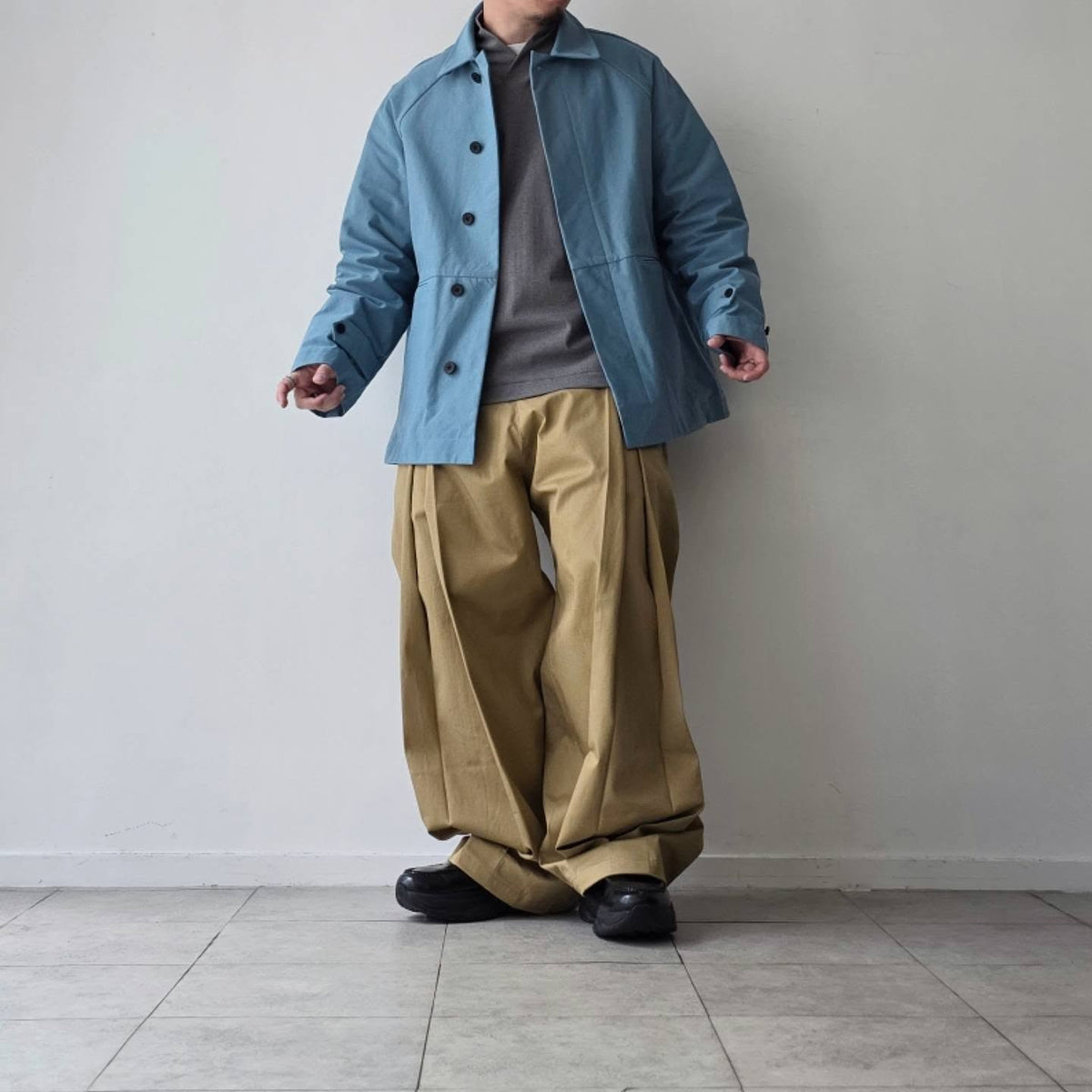 KANEMASA PHIL / 36G ECONYL Half Coat (Blue Gray)
