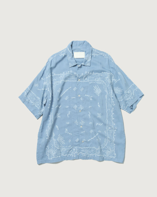 INNAT / Rakugaki Bandana Shirt (Sax Blue)