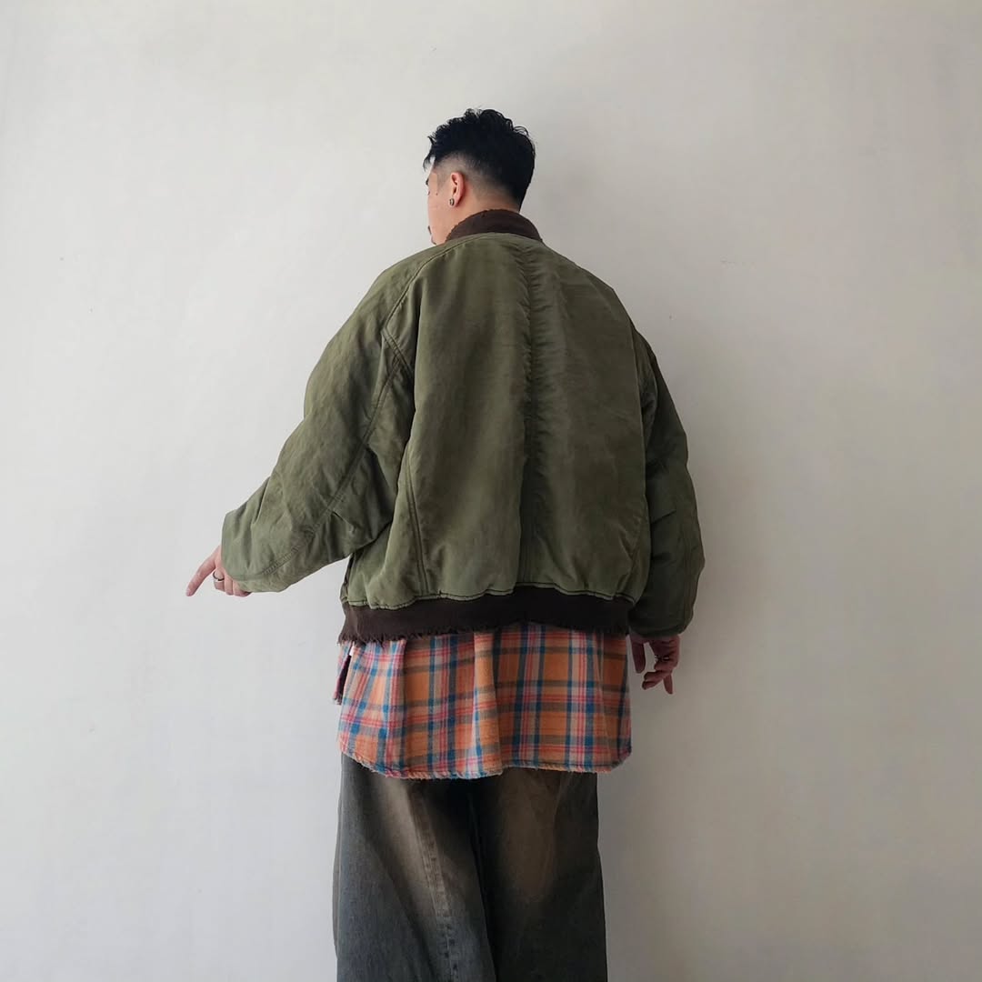 ANCELLM / Faded Bomber Jacket (Khaki)