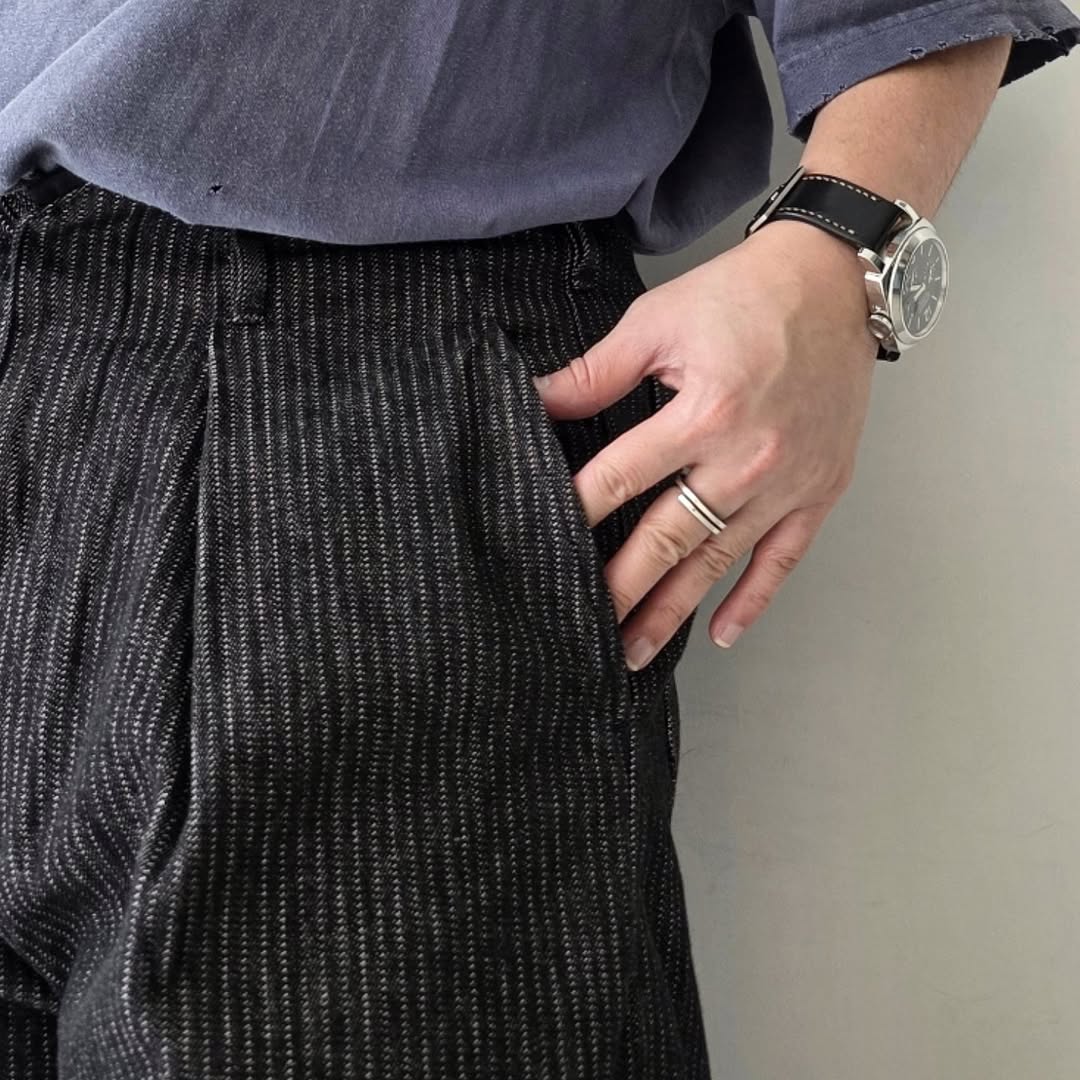 SABY / Tuck Baggy Type 2 - Stripe Denim One Wash - (Black OW)