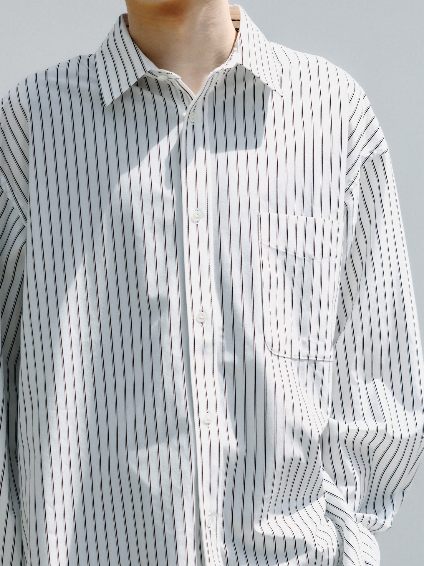 CLESSTE / Thick / Thin Stripe 46G Knit Everyday L/S Shirt (White Stripe)