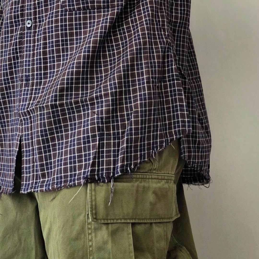 ANCELLM / Nel Check Over Work Shirt (Navy)