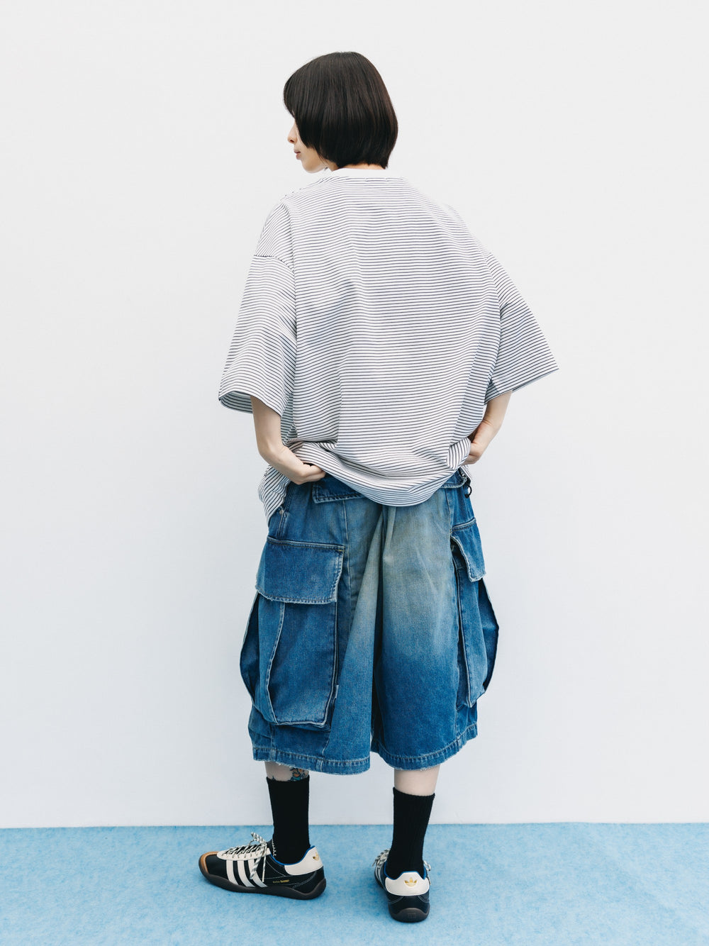 CLESSTE / 'C x Concept' Striped S/S T-Shirt With Drawstrings (White x Black)
