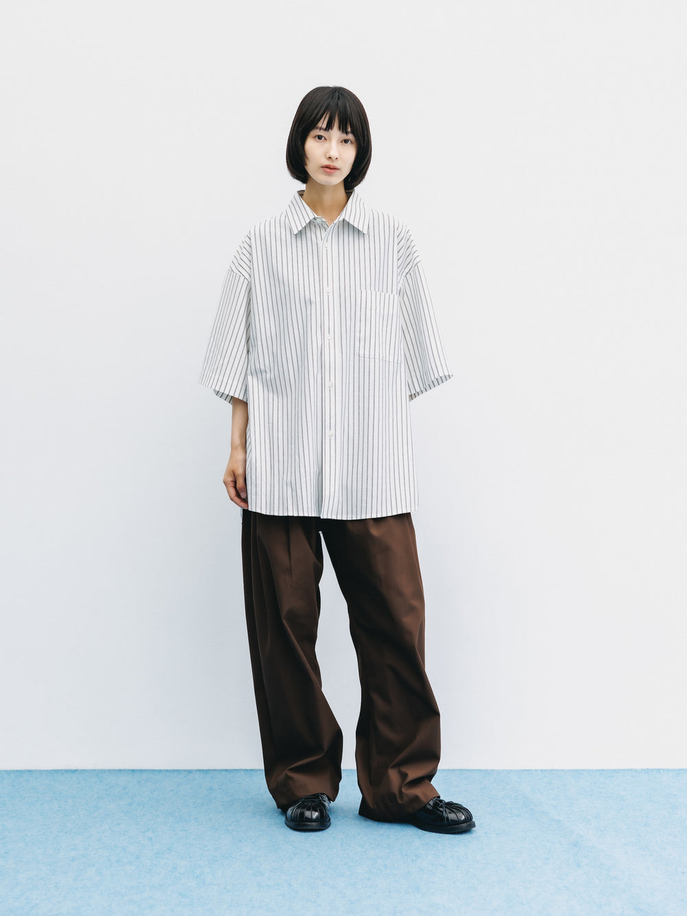 CLESSTE / Thick/Thin Stripe 46G Knit Everyday S/S Shirt (White Stripe)