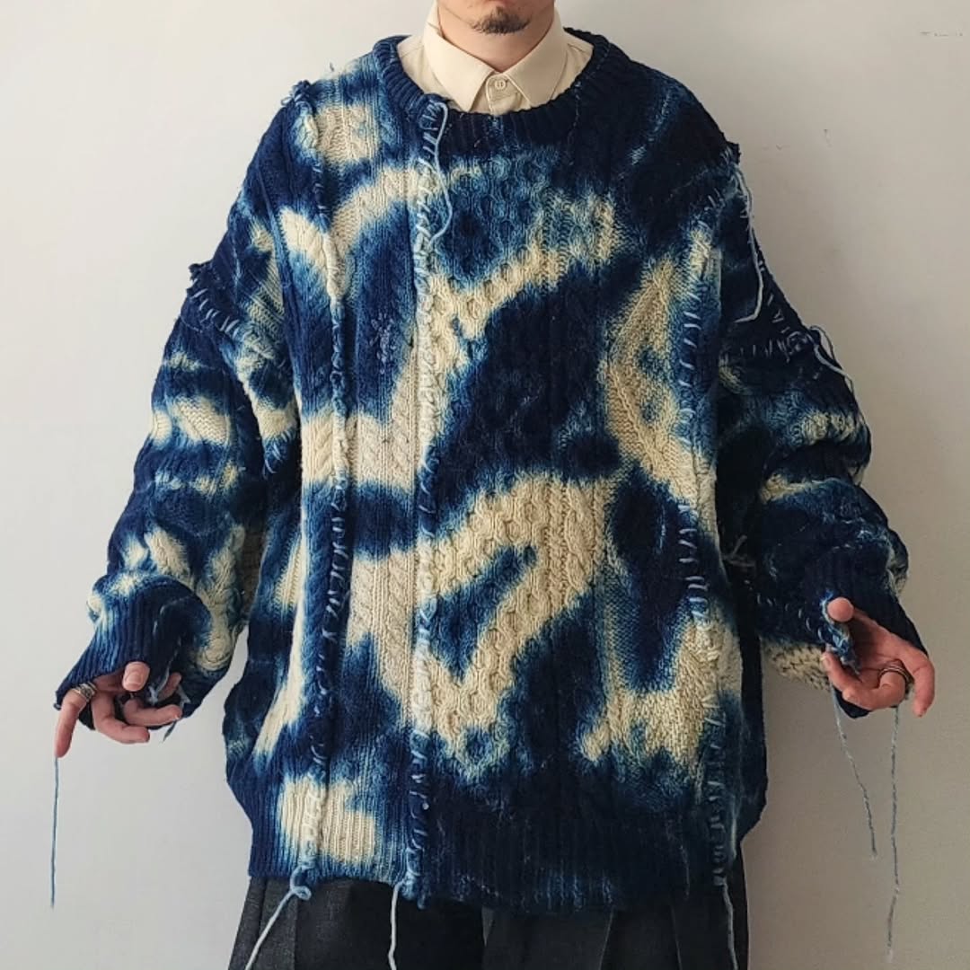 DISCOVERED / Tie Dye Fisherman Wide Knit (A) (Night)
