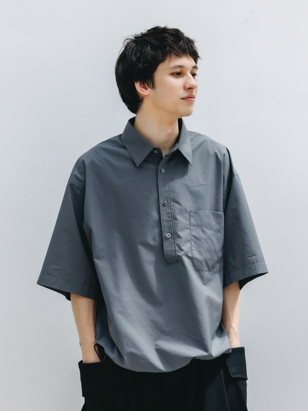 CLESSTE / Mini Plaid S/S Pullover Shirt (Charcoal)