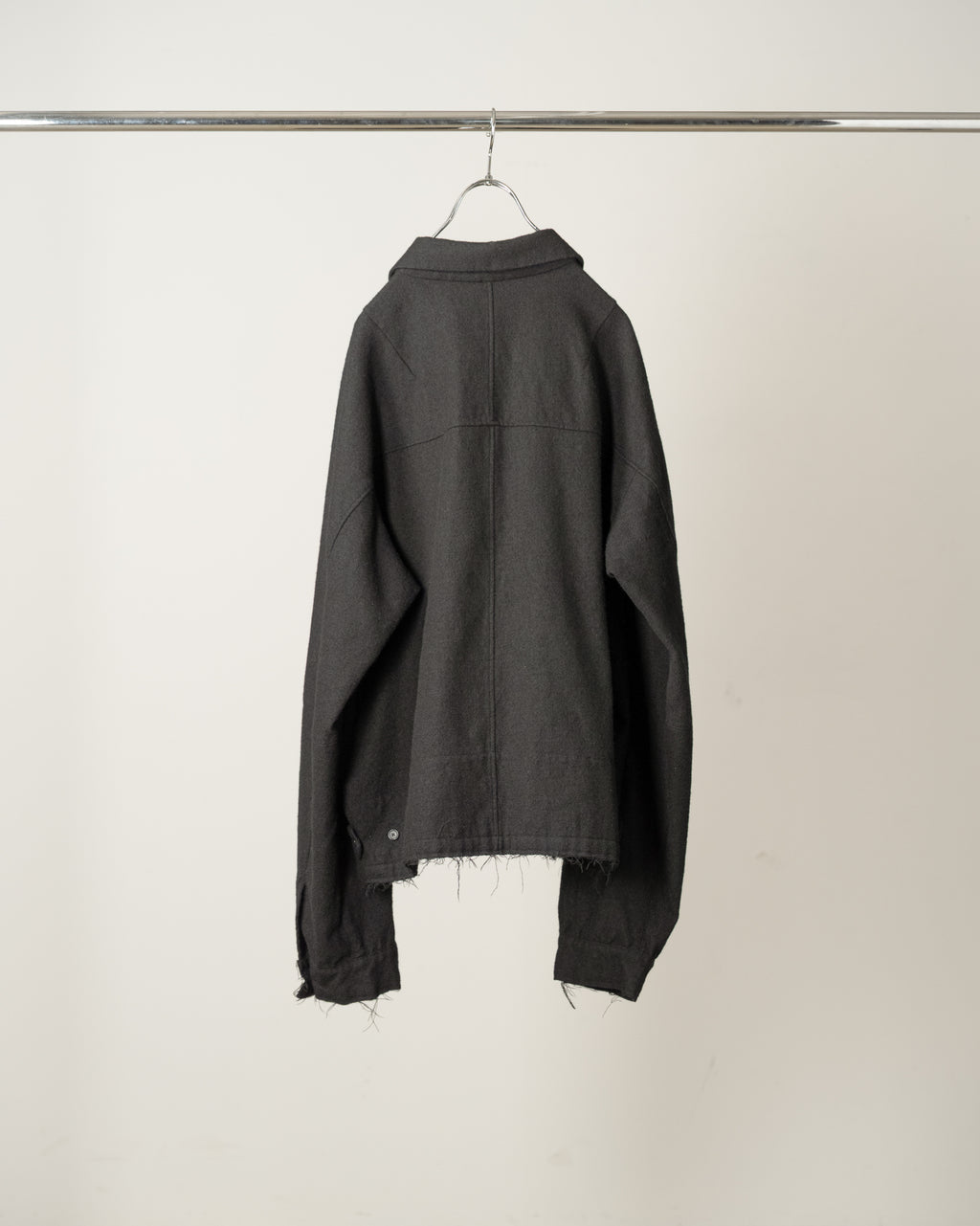 ANCELLM / Shrink Wool Zip-Up Shirt Jacket (Black)