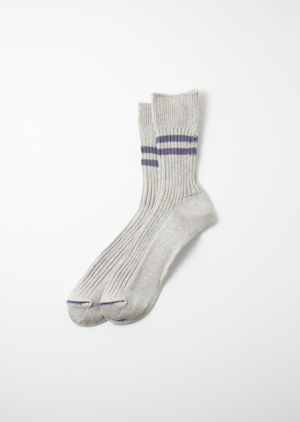 ROTOTO / Hemp Organic Cotton Stripe Socks (Gray /Purple Haze)