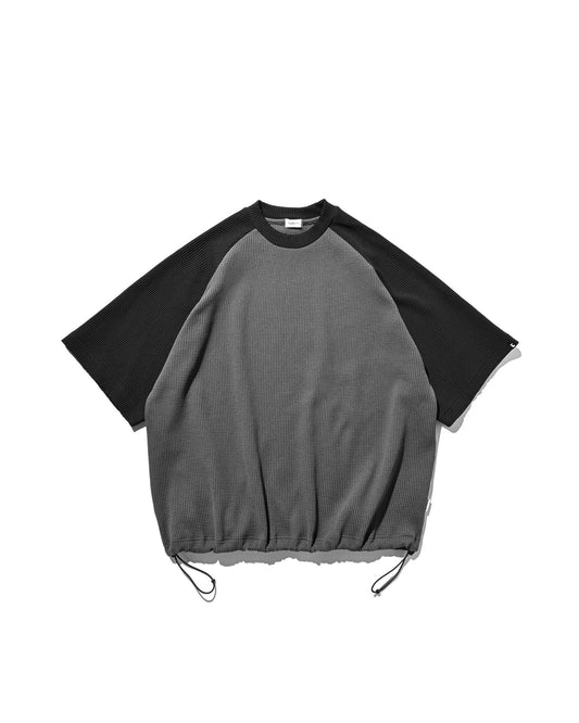 CLESSTE / City Light Thermal Raglan S/S T-Shirt With Drawstrings (Gray x Black)