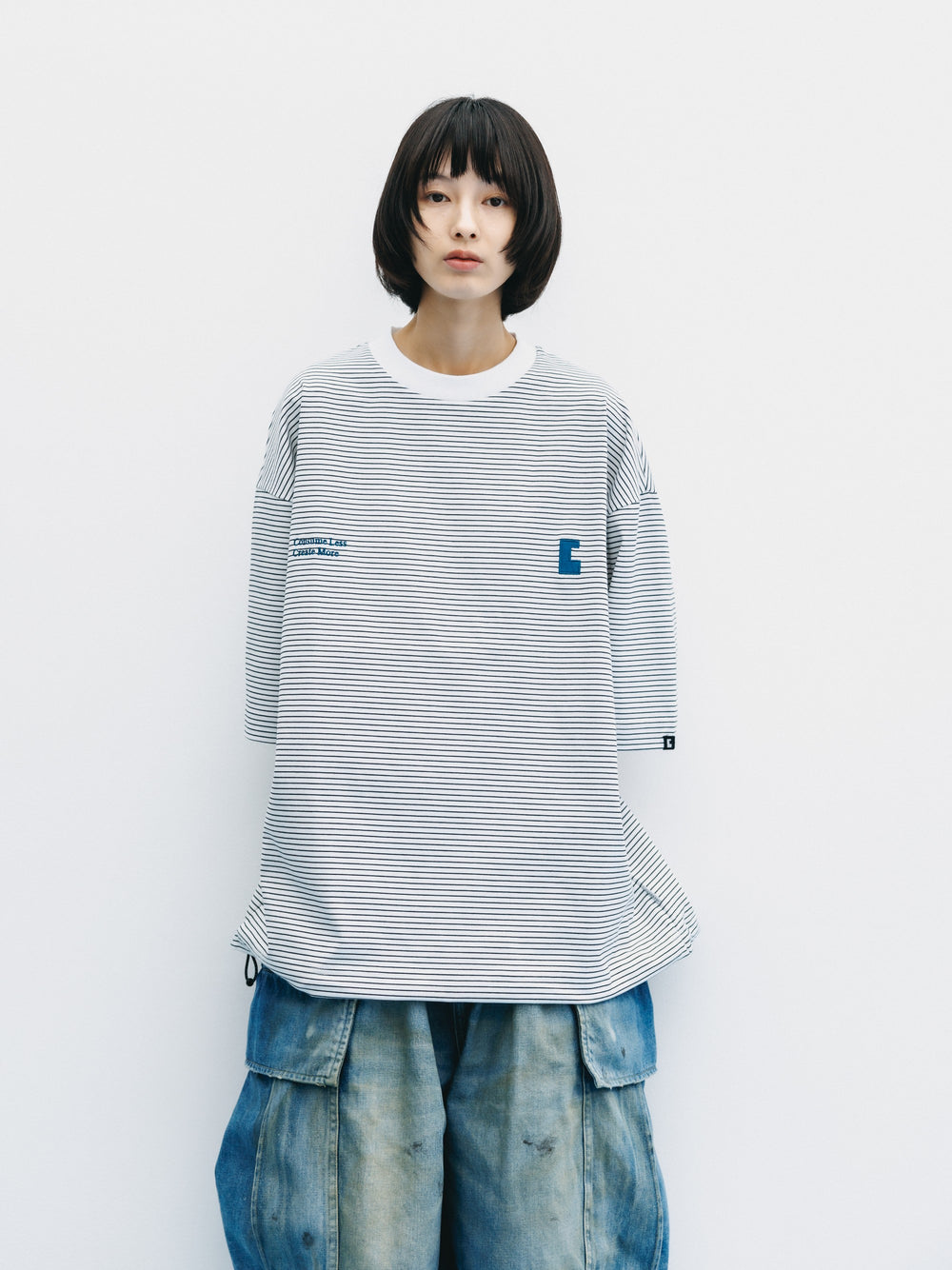 CLESSTE / 'C x Concept' Striped S/S T-Shirt With Drawstrings (White x Black)