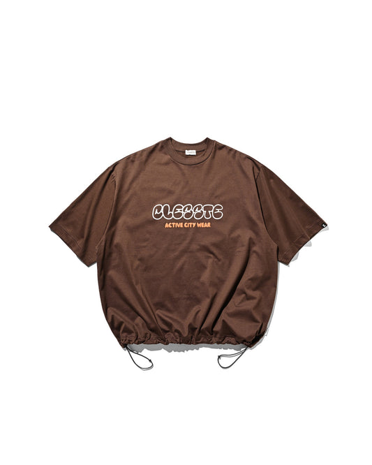 CLESSTE / Bubble Logo Print Massive T-Shirt With Drawstrings (Brown)