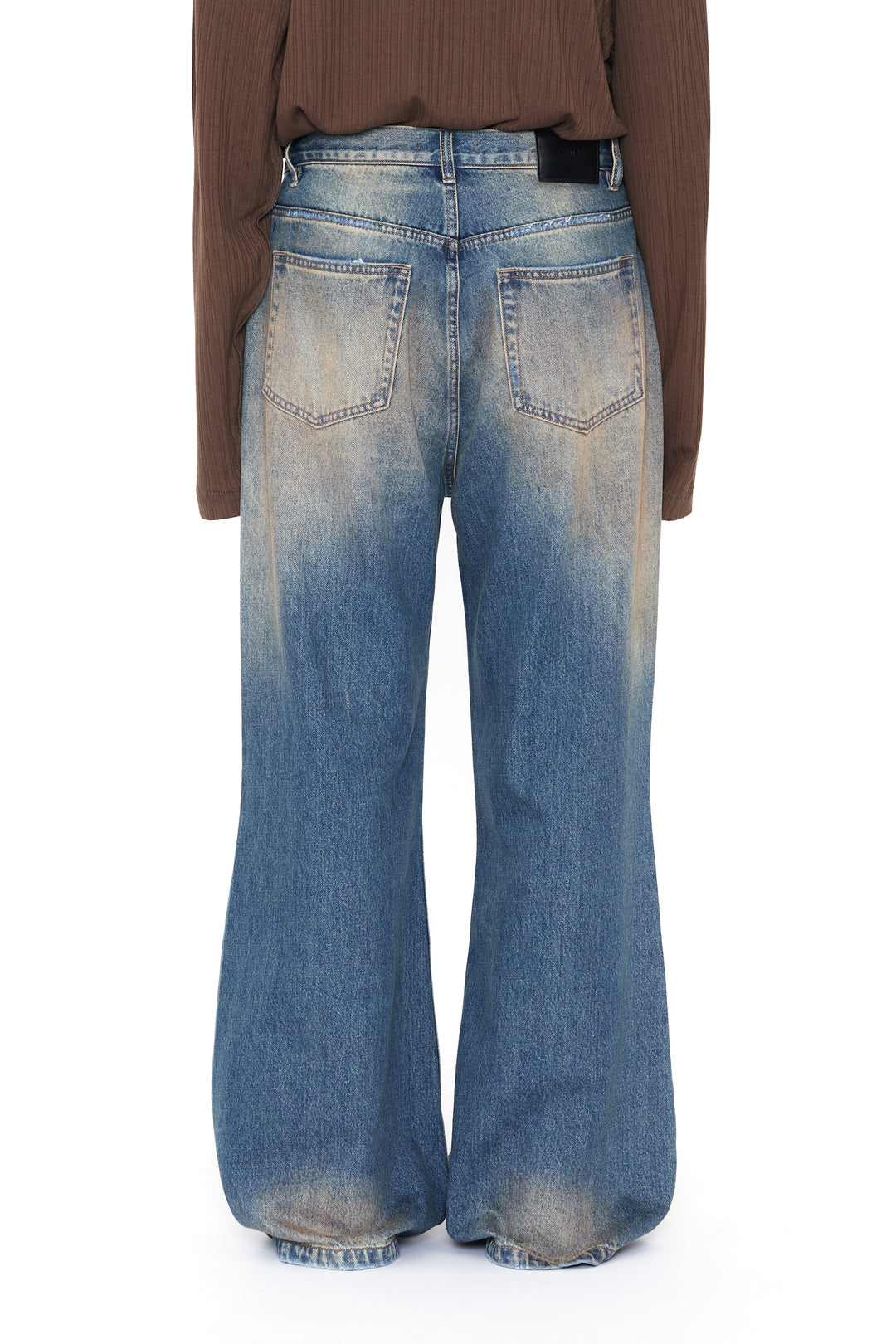 CODA / Faded Dirty Indigo Washed Break Cut Wide Flared Jeans