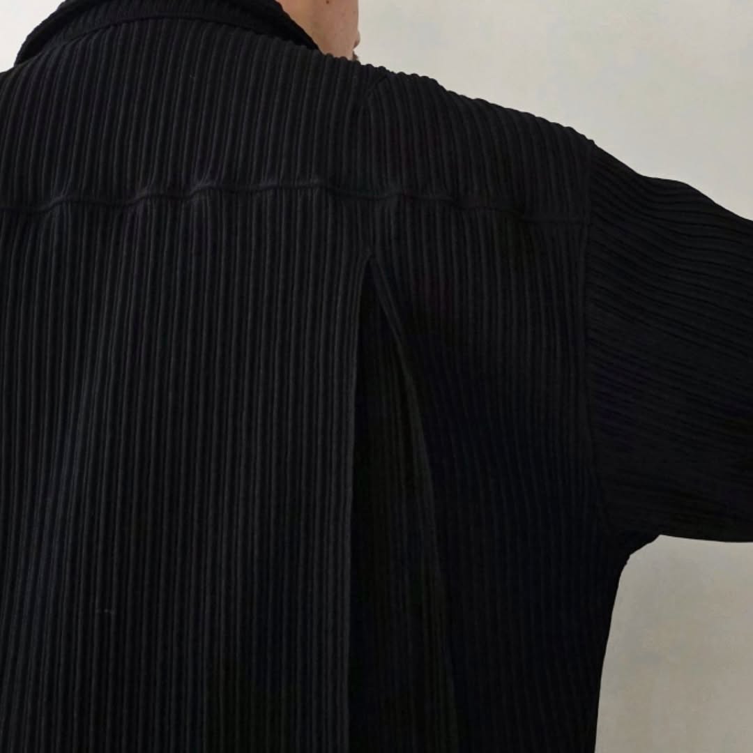 ANCELLM / Wrinkled Stripe Shirt (Black)
