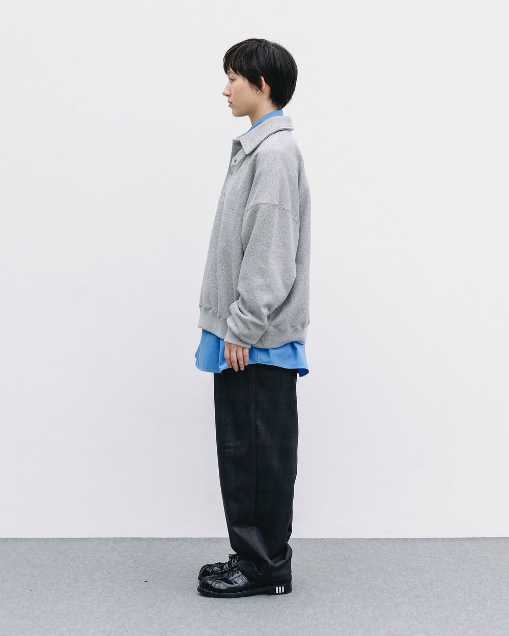 CLESSTE / Half Snap Sweat Shirt (Gray)