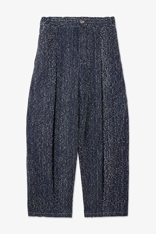 SAGE NATION / Box Pleat Trouser Denim - Indigo Snow Nep
