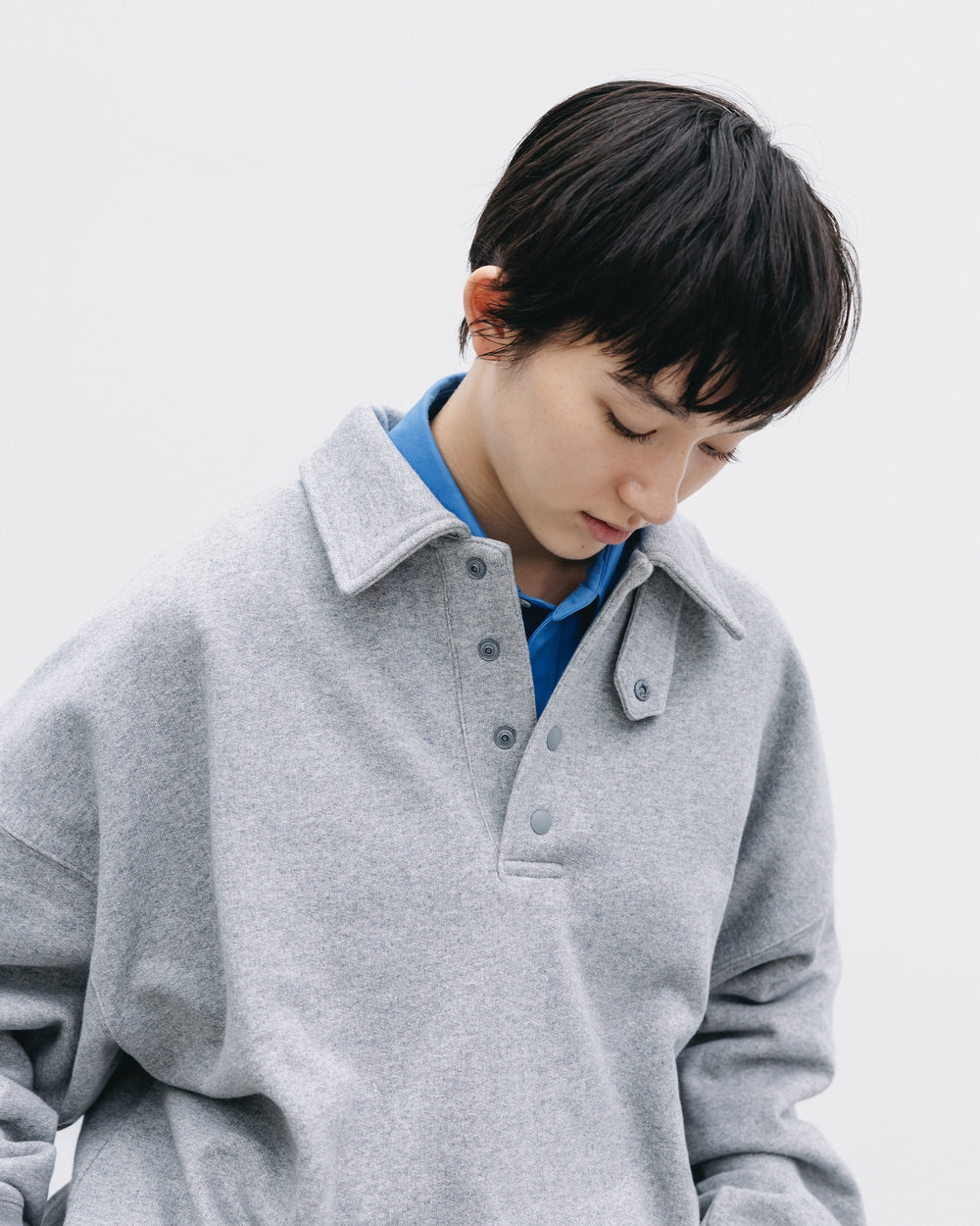 CLESSTE / Half Snap Sweat Shirt (Gray)