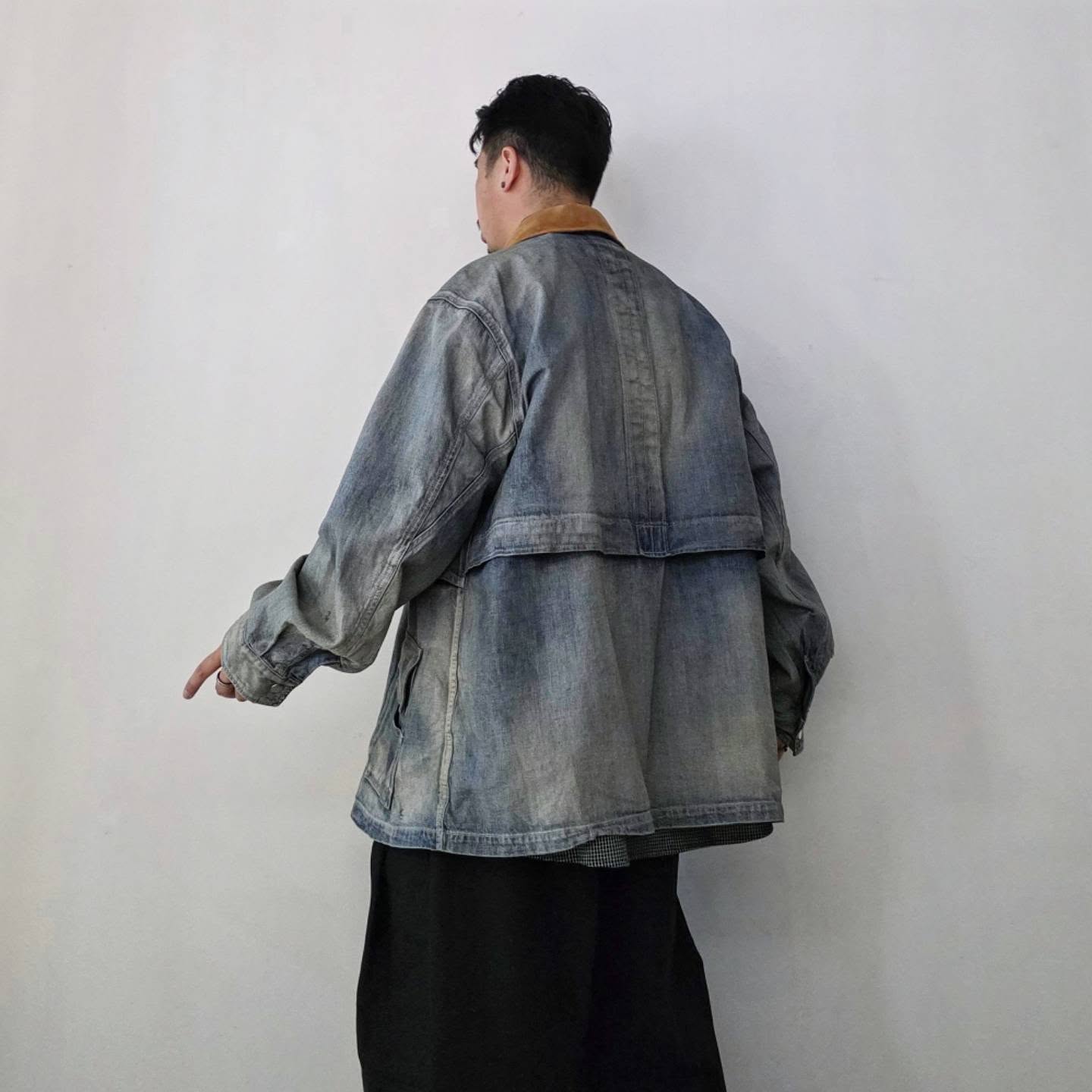 ANCELLM / Aging Denim Half Jacket (Indigo)
