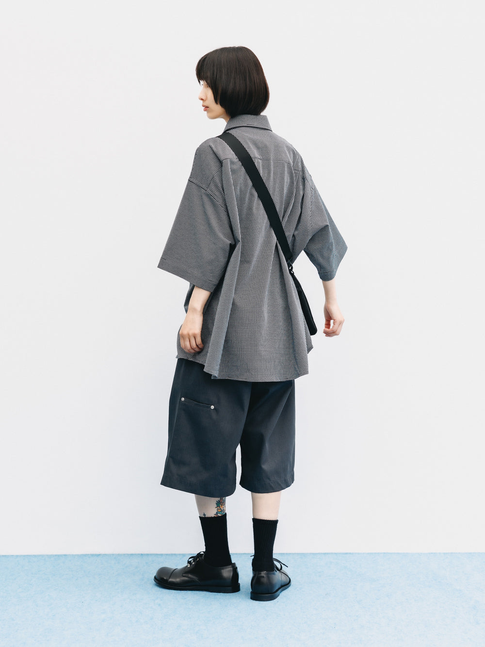 CLESSTE / Mini Grid Check 36G Knit Everyday S/S Shirt (Black x White)