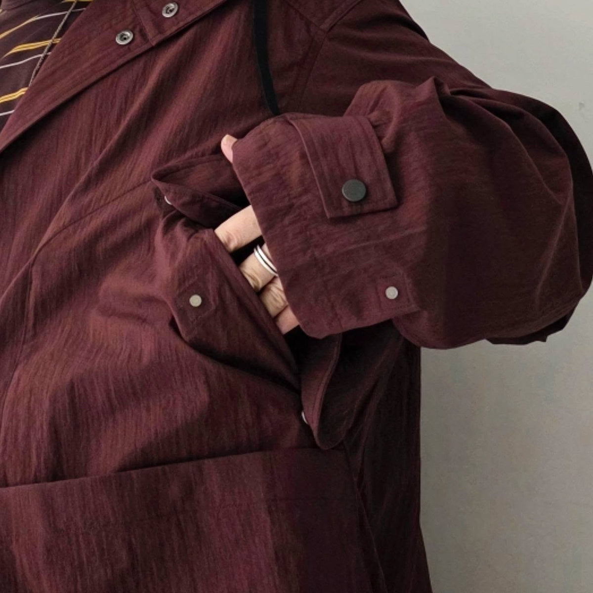 ANCELLM / Wrinkled Nylon Over Hoodie (Marron)