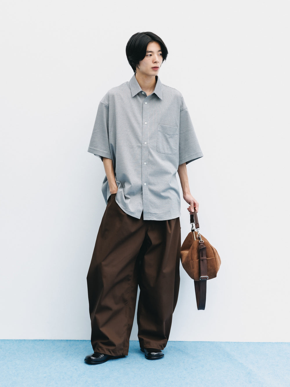 CLESSTE / Mini Grid Check 36G Knit Everyday S/S Shirt (White x Black)