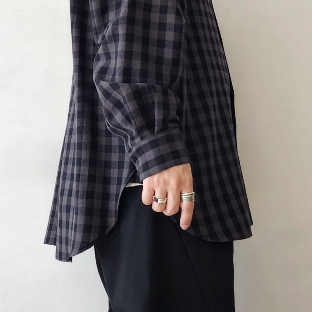BLANC YM / Silk Plaid Wide Shirts
