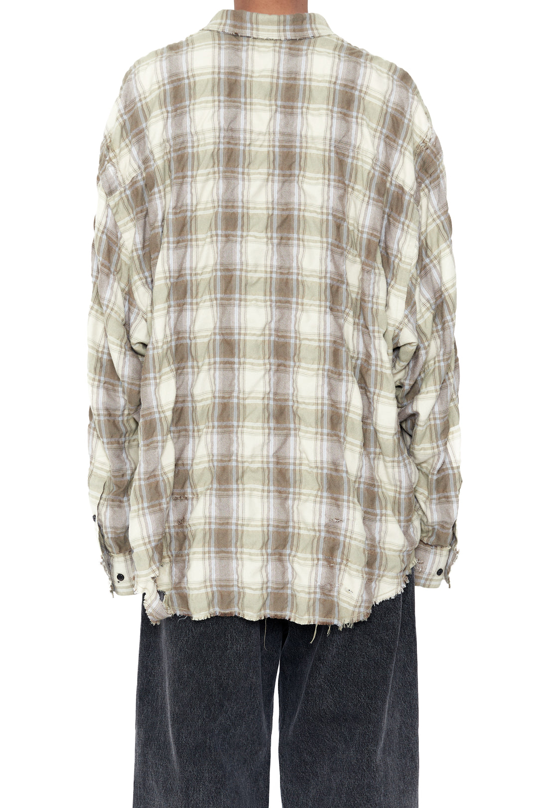 CODA / Yellow Brown Checked Wash Thrashed Structured Shirt