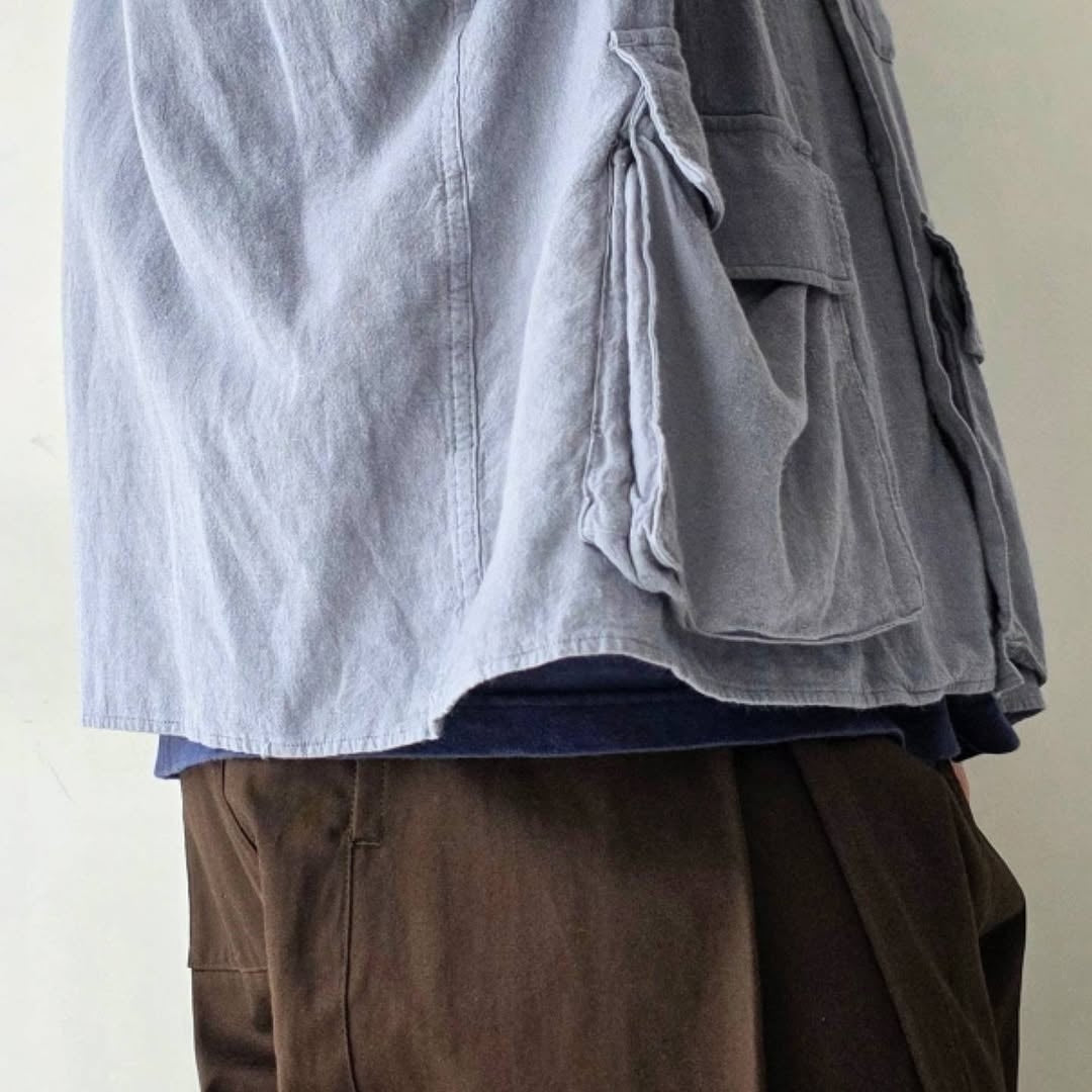 THE JEAN PIERRE / Safari Linen Shirt (Greige Dax)